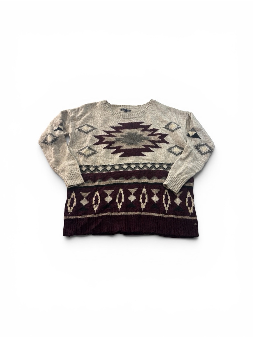 American Eagle Sweater Aztec Wool Blend Sweater Size Large Southwest Cozy Top